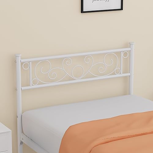 Miniatura 4 de Elephance Base de cama de tamaño individual con cabecera y estribo, base de cama de plataforma de metal con espacio de almacenamiento de 14