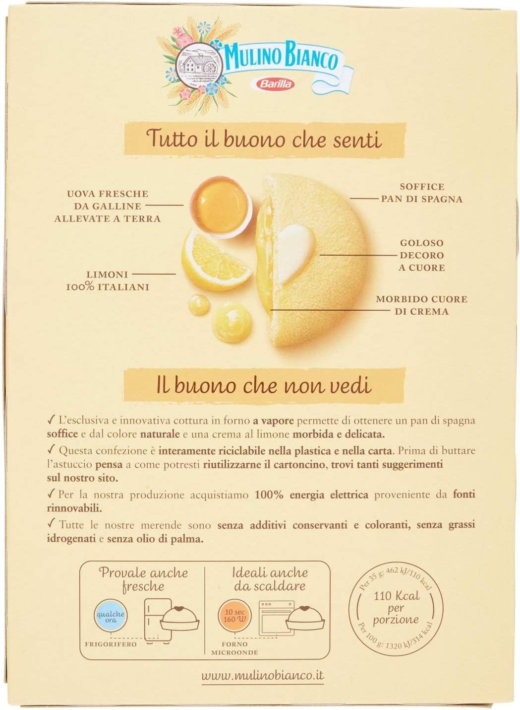 Italian Gourmet Mulino Bianco CuorCake Citron 6 x 210 g – Gâteaux Italiens Fourrés à la Crème de Citron – Petit Déjeuner & Goûter + Polpa de Tomates Italiennes 400 g
