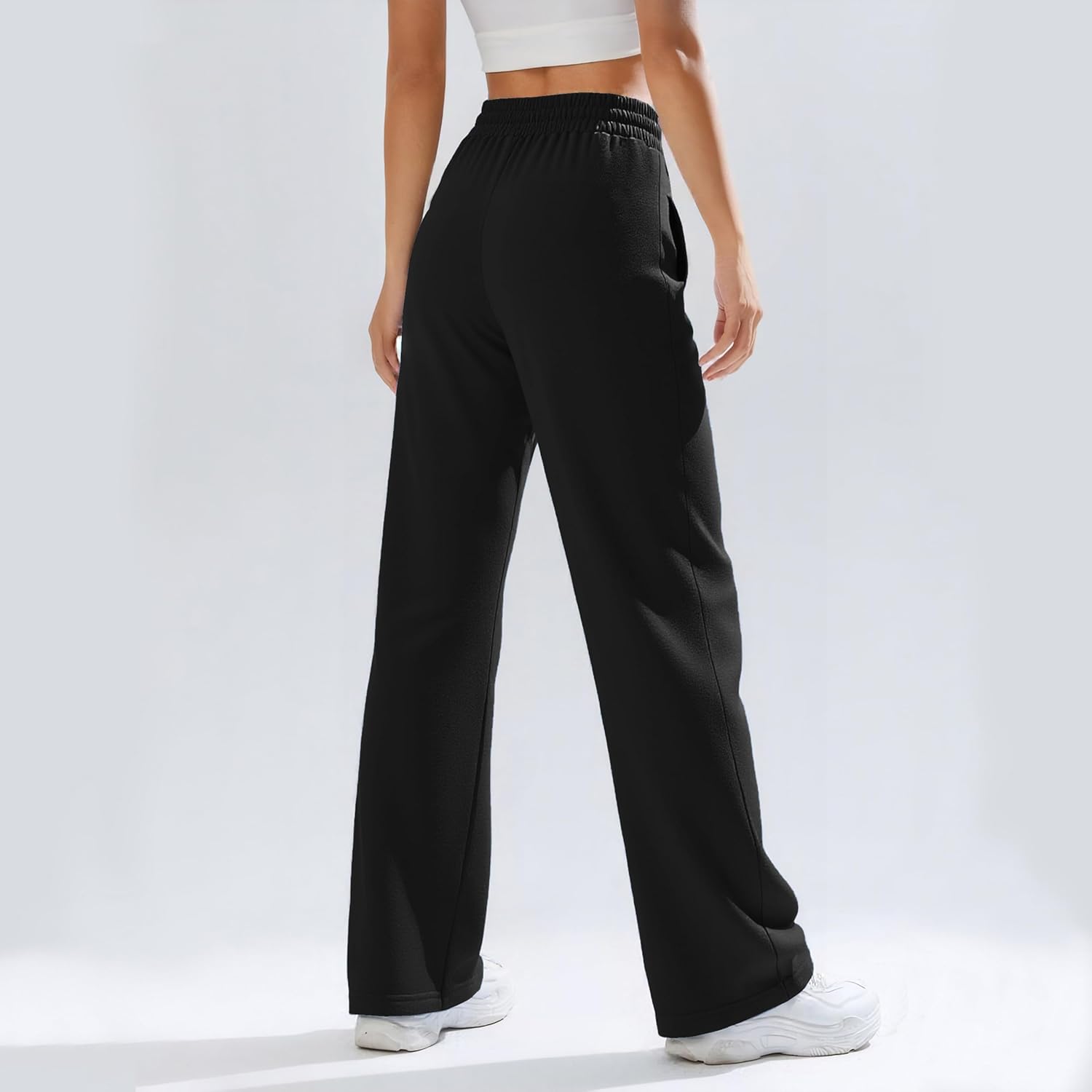 ALUWU Womens Sweatpants Wide Leg High Waisted Baggy Pants Drawstring Workout Active Joggers Lounge Pants with Pockets - Image 7