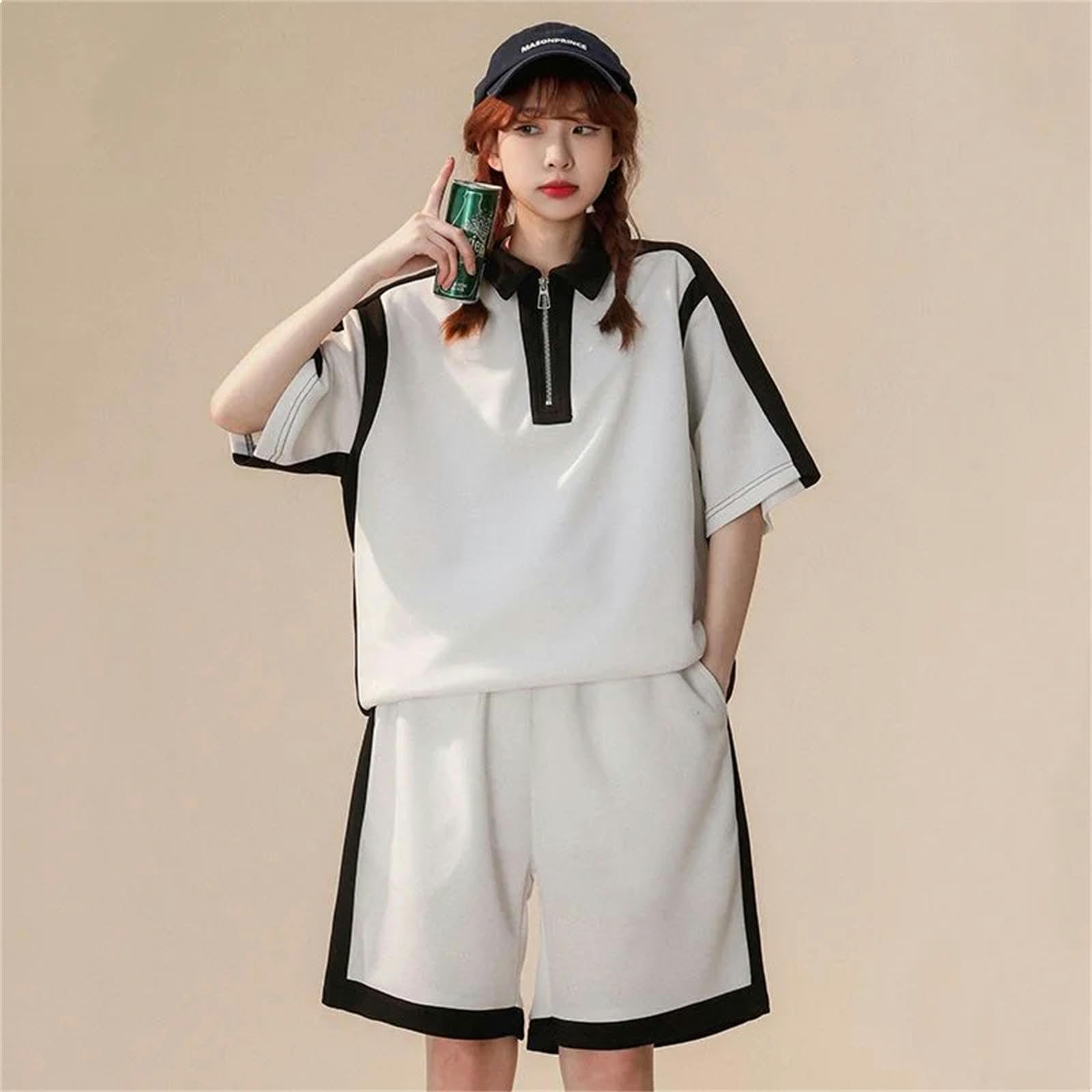 Manga Corta Mujeres Dos Piezas Sets Cortos Cortos Summer Capitán Top Sports Top Sports Casual