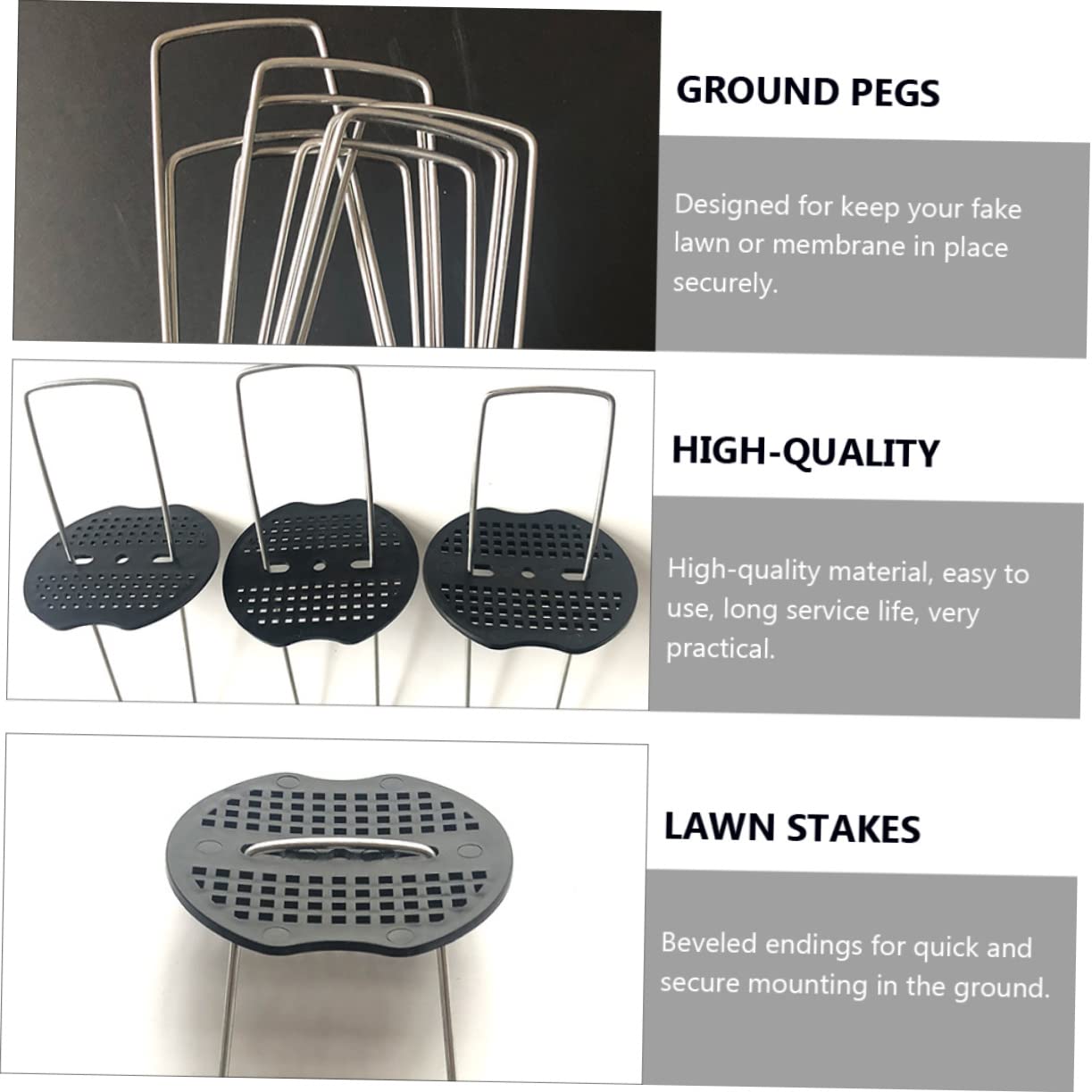50 Set Picchetti per Fissaggio Esterno a U in Filo Zincato da Giardino | Membrane e Teloni, Montaggio Sicuro e Semplice, Nero, Uso Quotidiano All'aperto, 50 Set