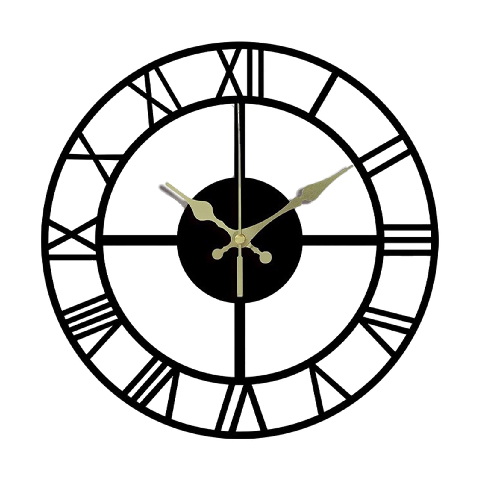 Tsophreniq Black Roman Numerals Noiseless Arabic Roman Numerals Wall Clock, Modern Oversized 12 Inch Metal Design For Living Room Space Metal Frame Clock