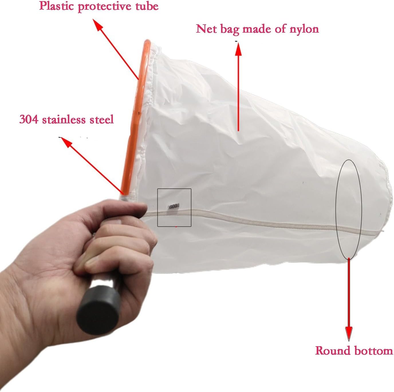 Plankton Collection Nylon Net, Thickened Experimental Nylon， Fine Mesh Aquarium Net Plankton Collection Nets ，Portable and Easy to Use(D30CM,80mesh)