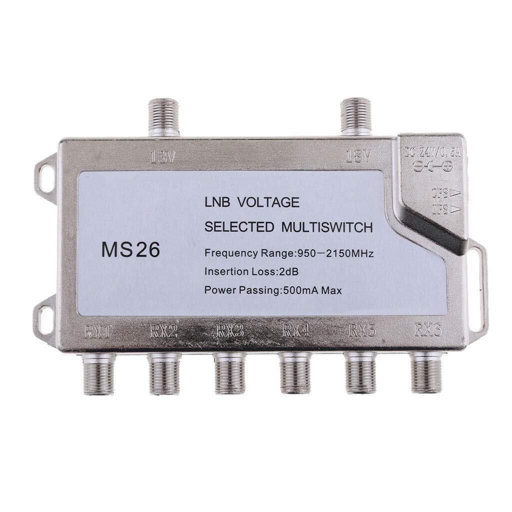 NMC Multi Switch LNB Satellite FTA 6 Outputs Combiner LNBF Dish JS-MS26(Silver)-image-10