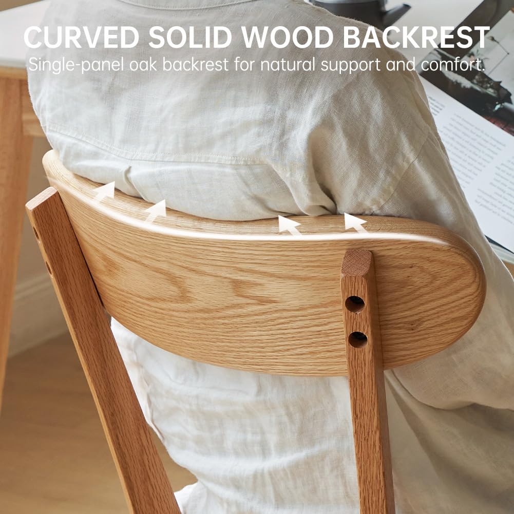 YESWOOD Esszimmerstühle 4er Set Roteiche Massivholz, Holzstühle mit Rückenlehne, Skandinavischer Stühle für Esszimmer, Küche, Wohnzimmer, Natur