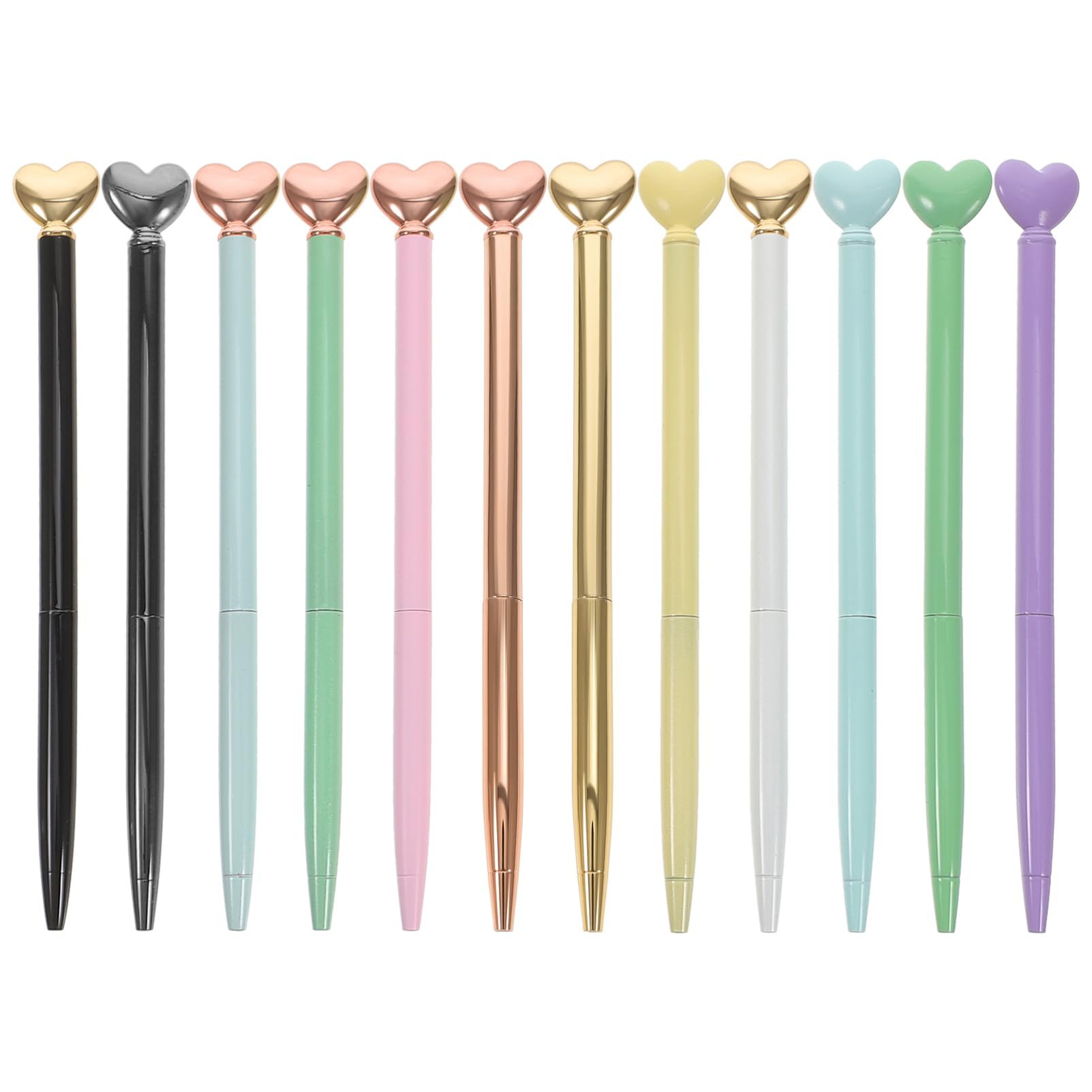 VILLCASE 5 Sätze Love Metal Pen Löschbare Stifte Kugelschreiber Multipack Blaue Stifte Kugelschreiber Roll Schwarze Schlüsselanhänger Tragbarer Schreibstift Rote 12 Stück * 5