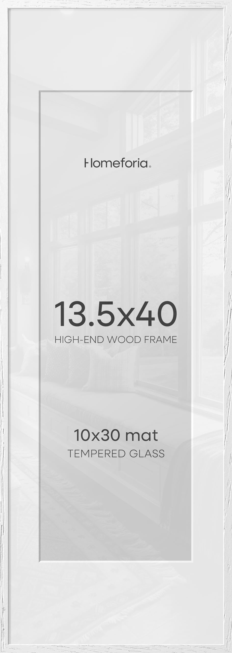 Homeforia 13.5x40 White Oak Picture Frame, High-End Wood, 10x30 Mat, Glass | High End Solid Oak Wood, Tempered Glass, Acid-Free 10x30 Removable Mat, 13.5x40 Edge-to-Edge Display, Wall Kit, Set Of 2