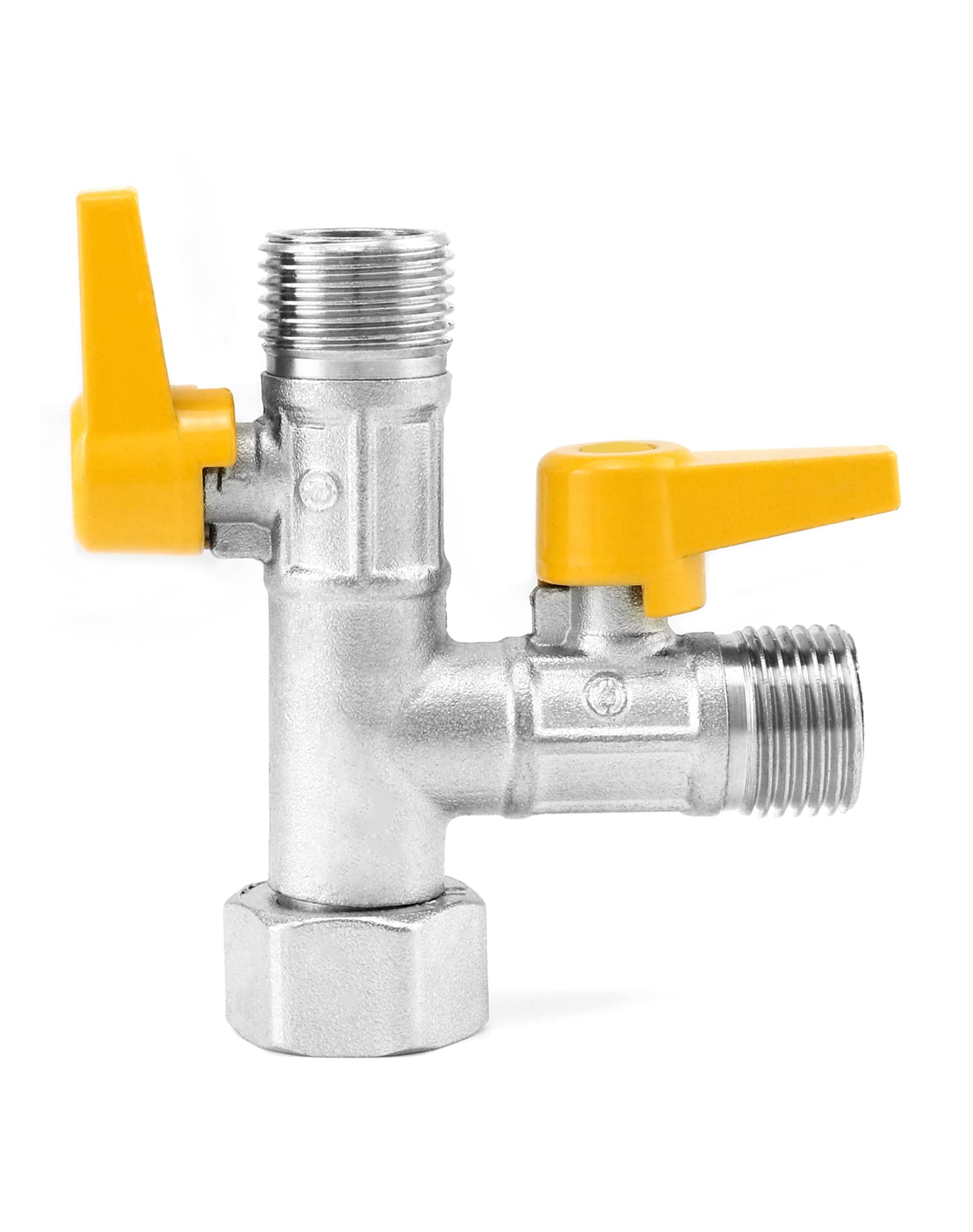 QWORK® 3 drogowy zawór przełączający, zawór adaptera G1/2" T, z zaworem odcinającym, mosiądz, odpowiedni do kuchni, łazienek