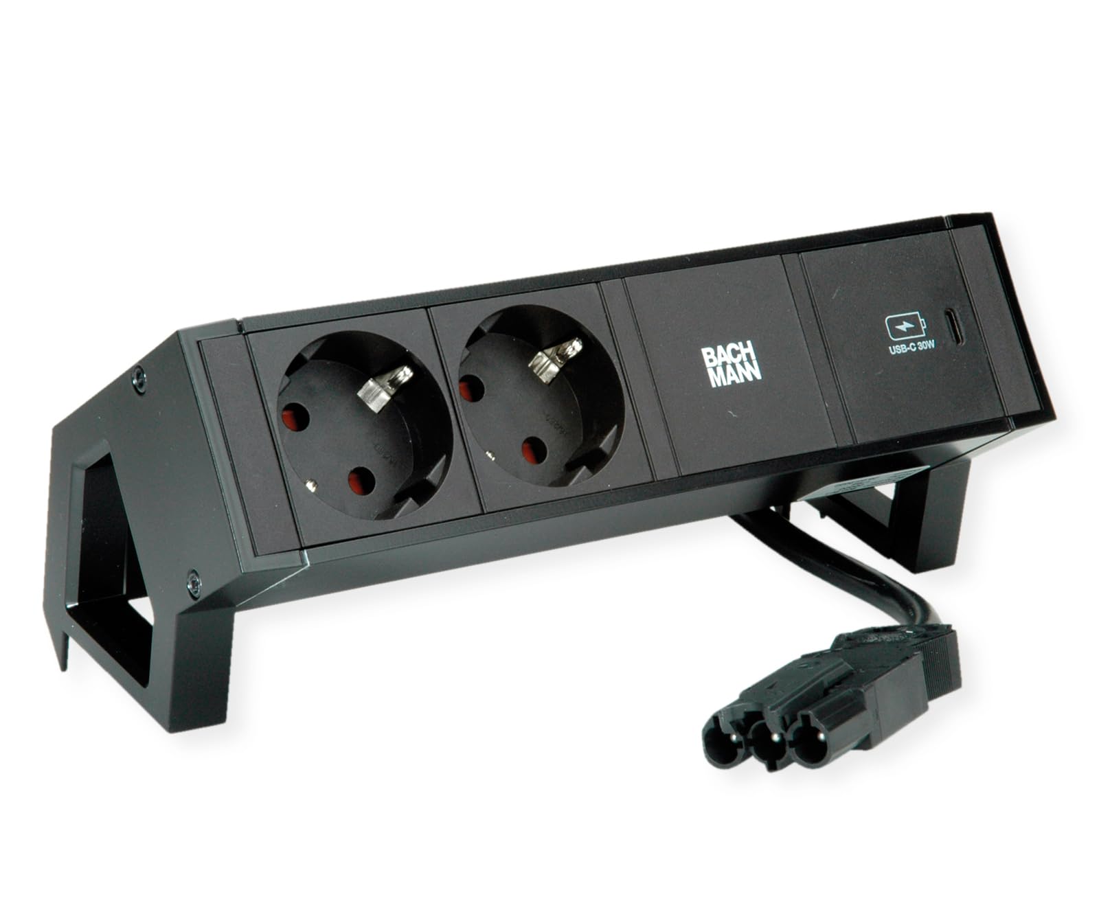 BACHMANN DESK2 2xSchutzkontakt USB C, USB Charger 30W 0.2m GST18 Black
