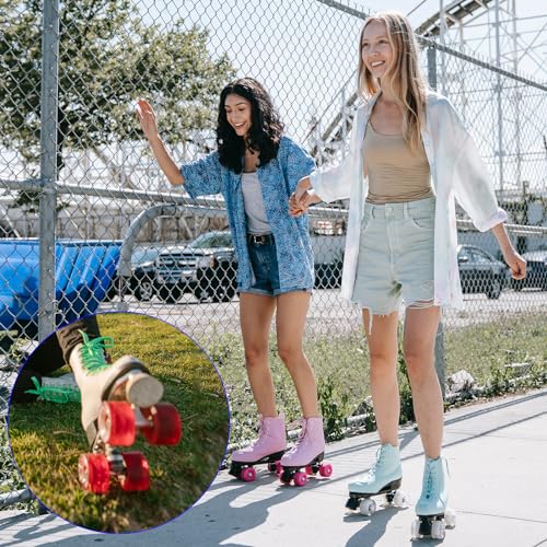 M METERXITY 4 Pack Skate Wheels - PU Quad Skate Fitting Wheels with Bearing, Apply to Double Row Roller Skating/Skateboard (Green)