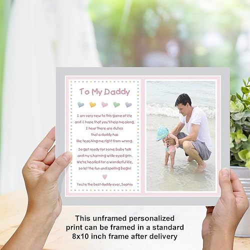 Miniatura 4 de Regalo de niña a papá para el día del padre o cumpleaños, impresión de 8 x 10 personalizada con nombre y foto