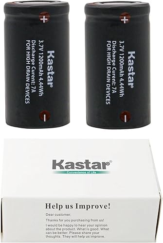 Miniatura 1 de Kastar Paquete de 2 baterías de repuesto para batería de iones de litio recargable de 3.7 V 1200 mAh IMR18350, parte superior plana, descarga 7A de