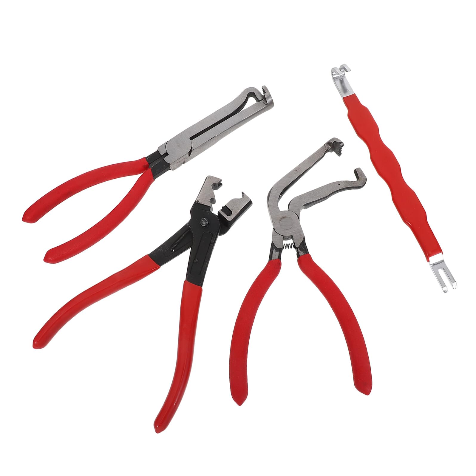 Didiseaon Set Pinze per Scollegamento Connettori Elettrici e Tubi Carburante Auto Camion SUV, Strumenti Finitura Cromata, Impugnature Ergonomiche e Design per Spazi Ristretti, Kit 4 Pezzi