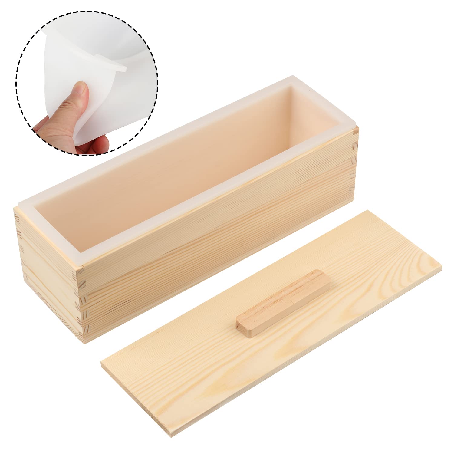 Zestaw 3 foremek do mydła, 1200 ml, do produkcji mydła z drewnianymi pudełkami, foremki do mydła mogą być używane do produkcji mydła w domu, produkcji mydła, idealny rozmiar i duża pojemność, od