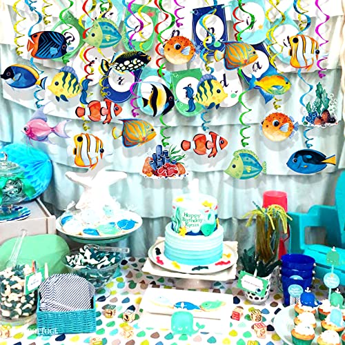 Tropical Fish Hanging Swirls 30 Pack Foil Ceiling Hanging Swirls Streams Banner Decorations Garland For Kids Under The Sea Ocean Baby Shower Celebrating Events Birthday Party Supplies Room Wall Decor #TOP6