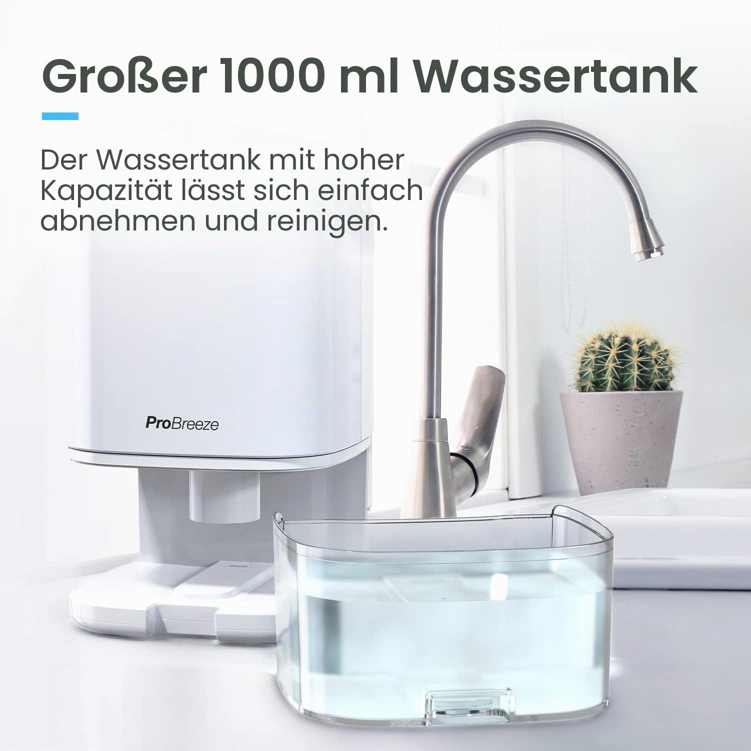 Pro Breeze Luftentfeuchter 1000ml mit Zeitschaltuhr und Nachtlicht - Luftentfeuchter elektrisch gegen Feuchtigkeit, Schmutz, Schimmel in Badezimmer, Schlafzimmer, Kleiderschrank und Keller - Weiß