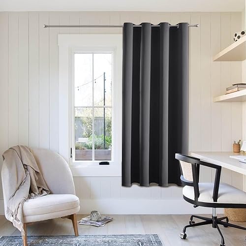 ChrisDowa Cortinas opacas con ojales y aislamiento térmico, para dormitorio, oscurecimiento de habitación, sala de estar, 1 panel, gris oscuro, 52