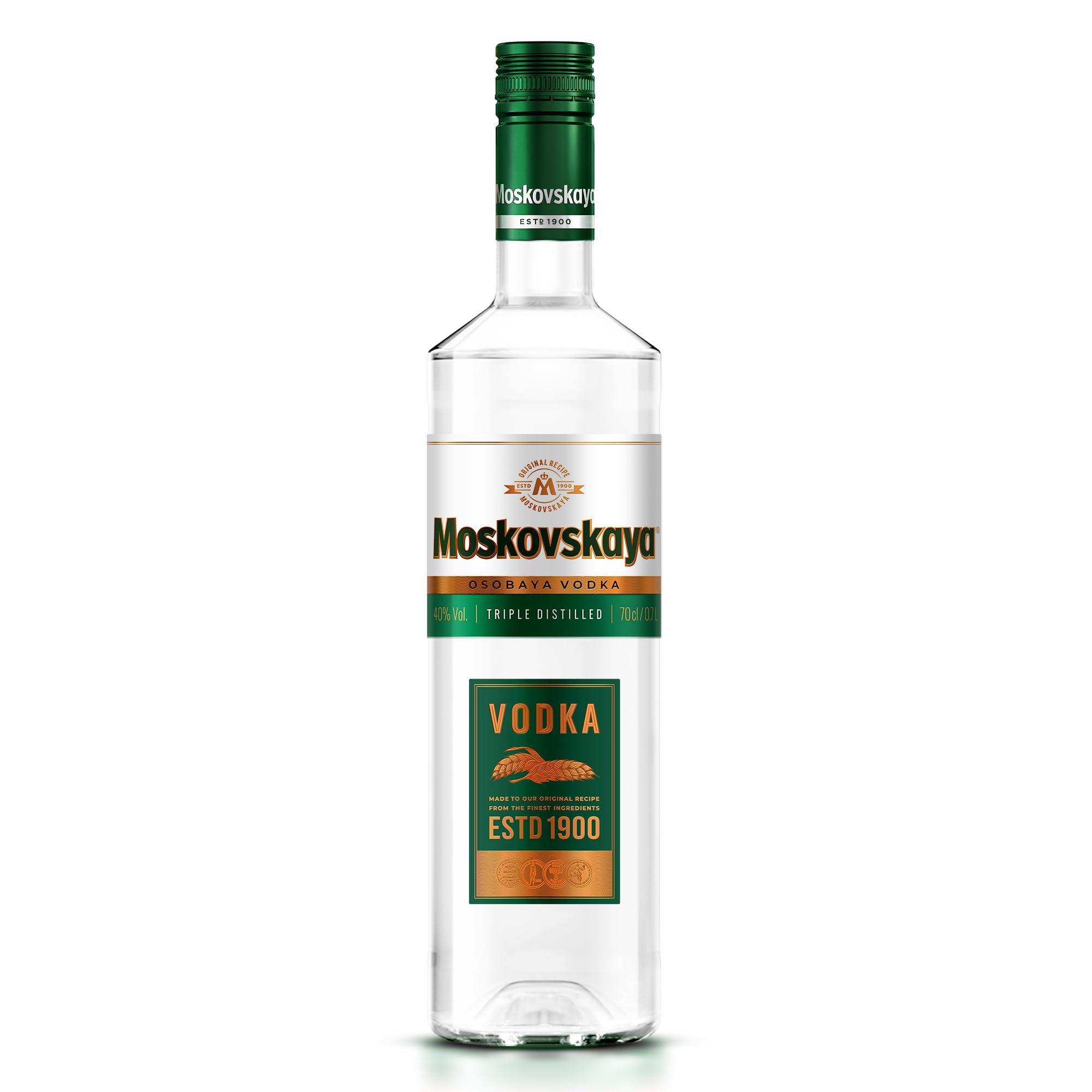 Moskovskaya Osobaya Vodka 70cl, 38% ABV | Classic Spirit Distilled From Natural Ingredients - Enjoyed in Mixers, Tonics, Cocktails, & Shots - Made in Riga Latvia
