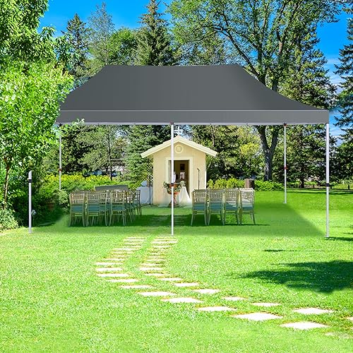 Image of COBIZI 10x20 Pop Up Canopy with 4 Sidewalls, Conical Party Tent 10x20 with 3 Adjustable Height Waterproof, UV-Resistant EZ Outdoor Gazebo with Carry Bag, Sandbag, Stake, Rope for Parties, Commercial