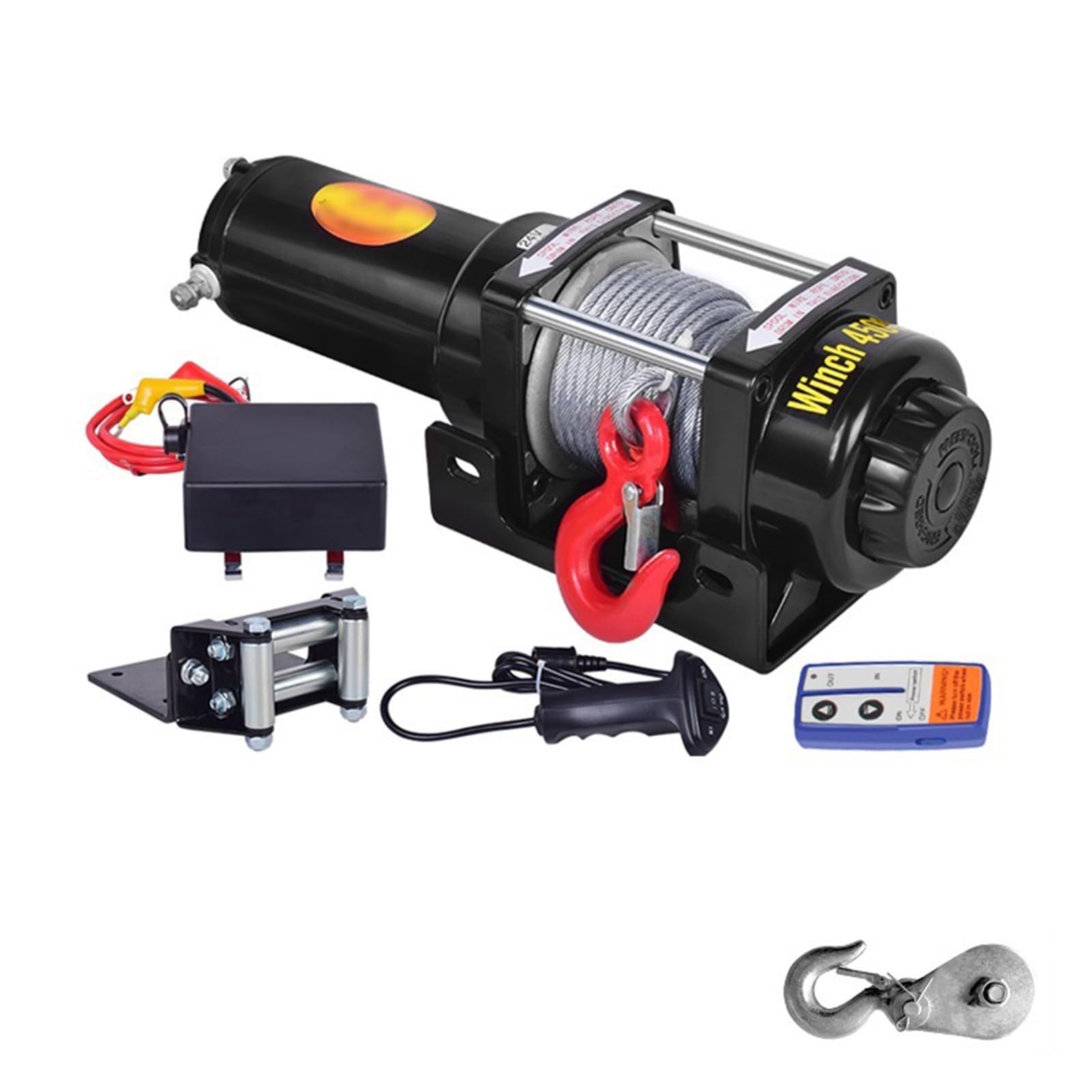 Portable Small Electric Hoist, Electric Vehicle-Mounted Crane Winch, Off-Road Vehicle Self-Rescue Winch (4500 Lbs Dual Switch)