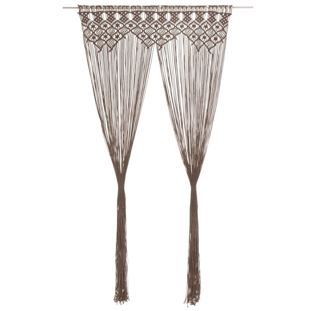 Rideau en macramé en coton Taupe 140 x 240 cm
