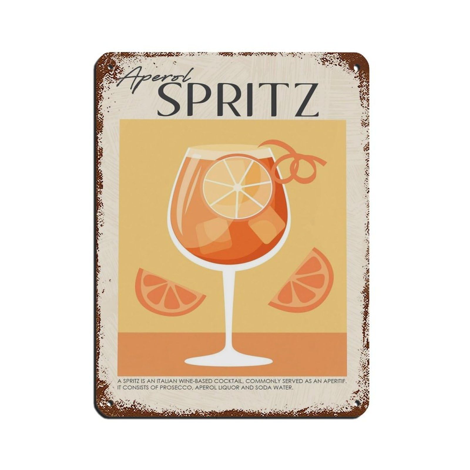 Aperol Spritz Poster, Aperol Cocktail Art Retro Poster Metal Tin Sign Chic Art Retro Iron Painting Bar People Cave Cafe Family Garage Poster Wall Decoration 12x16inch(30x40cm)