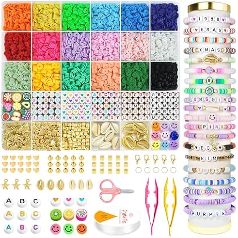 OHOME Valentines Day Gifts for Kids Girls - 5300 Clay Beads Bracelet Making Kit,Arts and Crafts for Kids Ages 8-12,Valentines Easter Crafts Games Toys for 3-10 Year Old Birthday Gift,Stuff Supplies Cover