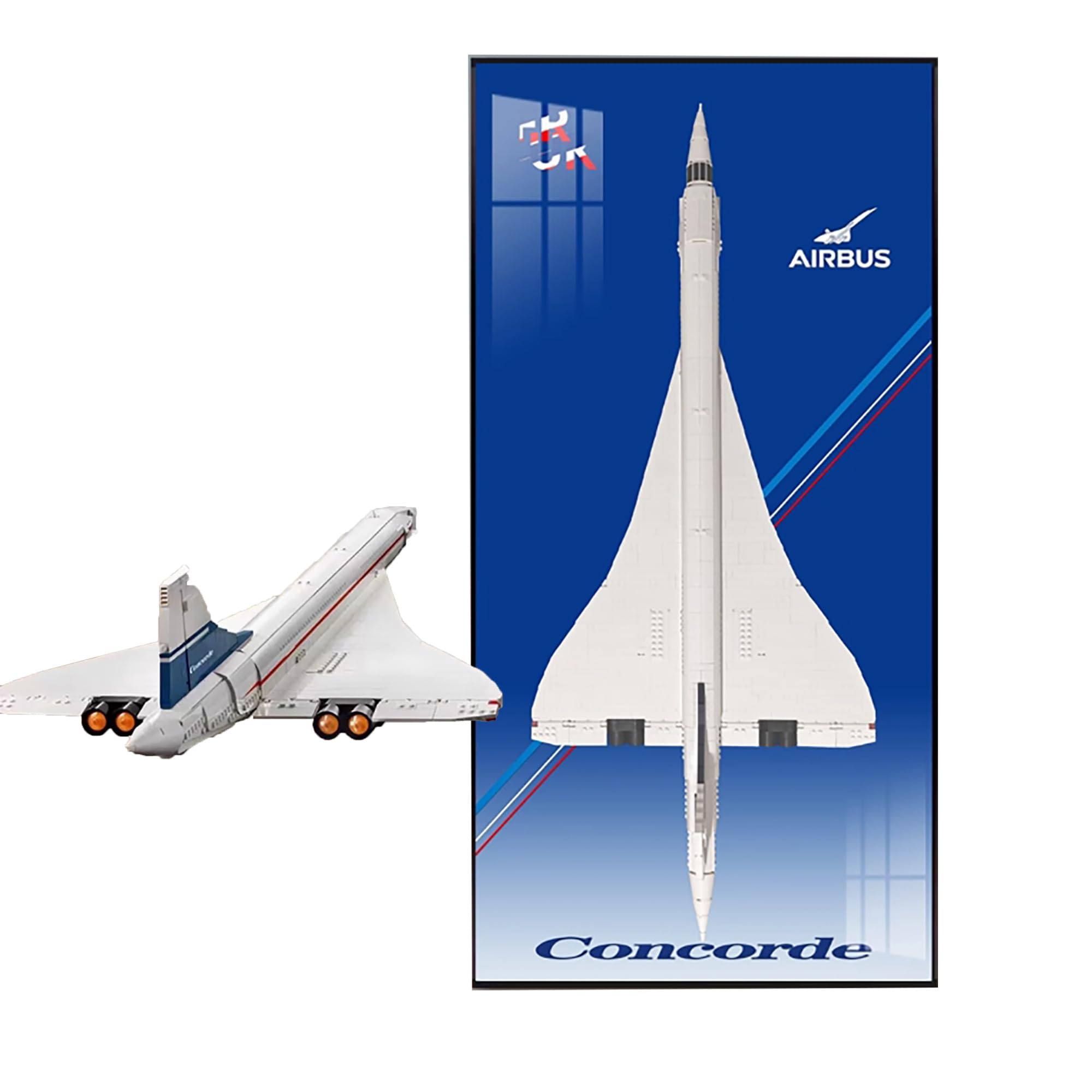 QIXINDGYH Wall Mount Display Stand for Lego Technic 10318 Concorde - White Aluminum Frame, 55 x 115 cm