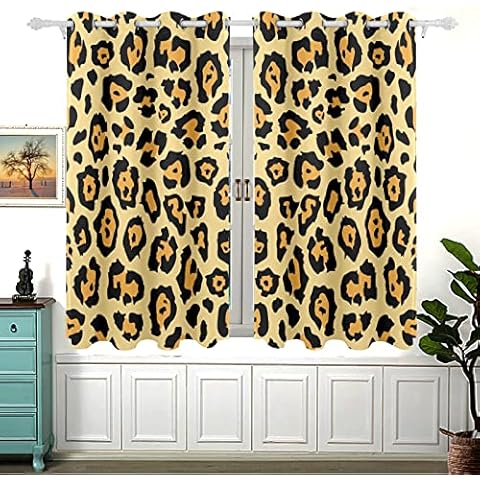 Animal Print Chetta Tiger Patterns Blackout Curtains Darkening Thermal Insulated Polyester Grommet Top Blind Curtain for Bedroom, Living Room,2 Panel (55W x 84L Inch) Cover