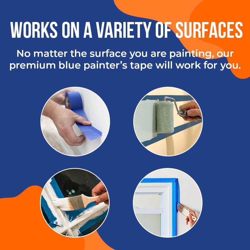True Blue Premium Blue Professional Painter’s Masking Tape – Indoor and Outdoor Use – Commercial Grade - Available in 2 Widths – Works on a Variety of Surfaces (1.5 Inch, 36-Pack)