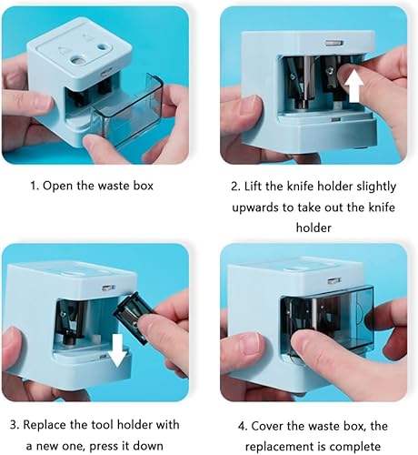 Miniatura 6 de Sacapuntas Sacapuntas eléctrico con doble agujero, funciona con pilas (0.314-0.315 pulgadas y 0.315-0.472 pulgadas), sacapuntas semiautomático con