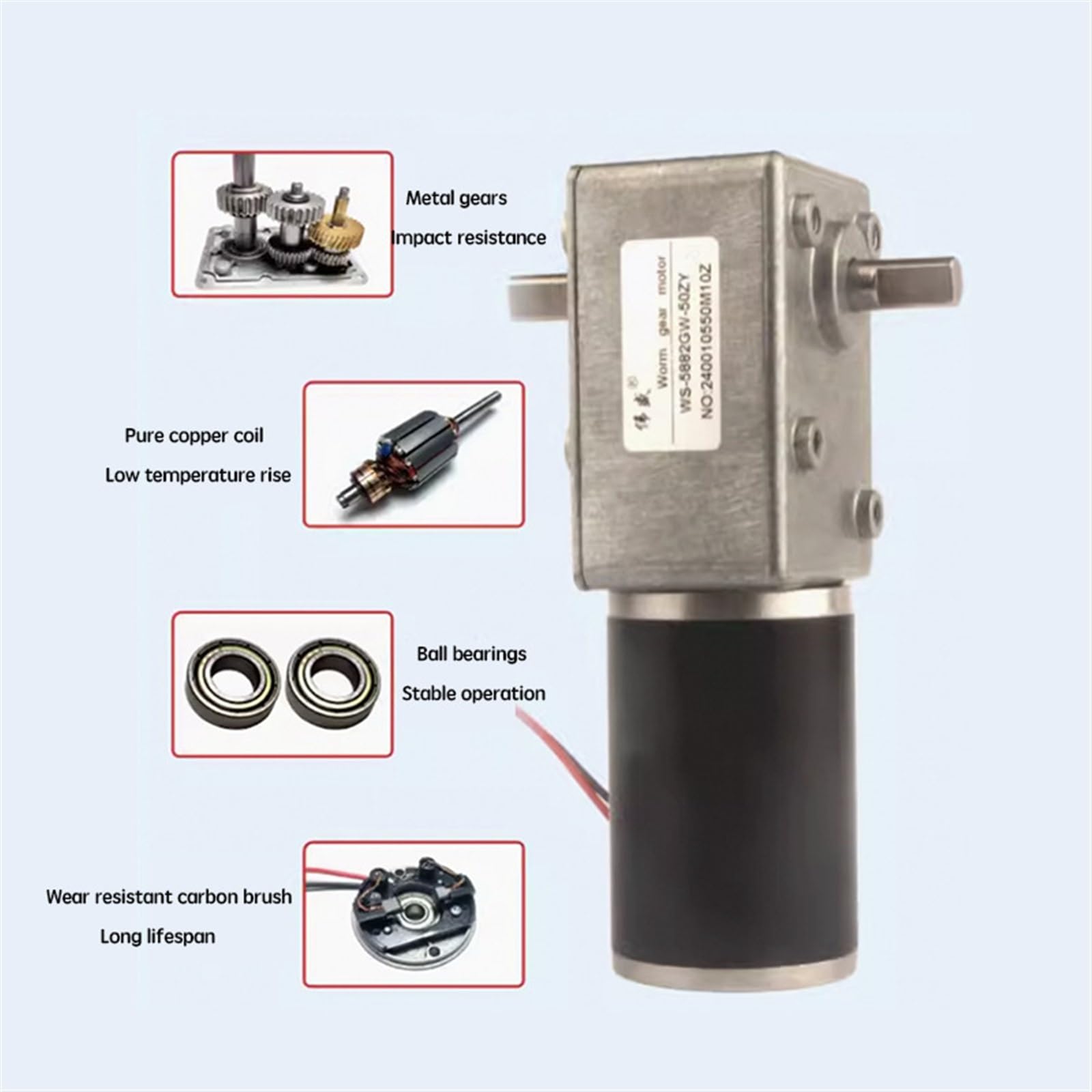 Amazon.com: 5882-50ZY Worm Gear Motor 12V24V Forward and Reverse