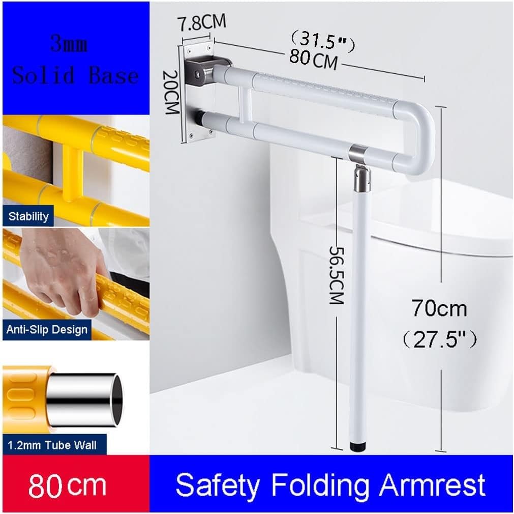 Asidero de soporte de pared Asidero de baño para asidero de soporte Asidero de baño plegable Asidero de soporte plegable Ayuda de seguridad de pie para personas mayores discapacitadas(White,60cm)
