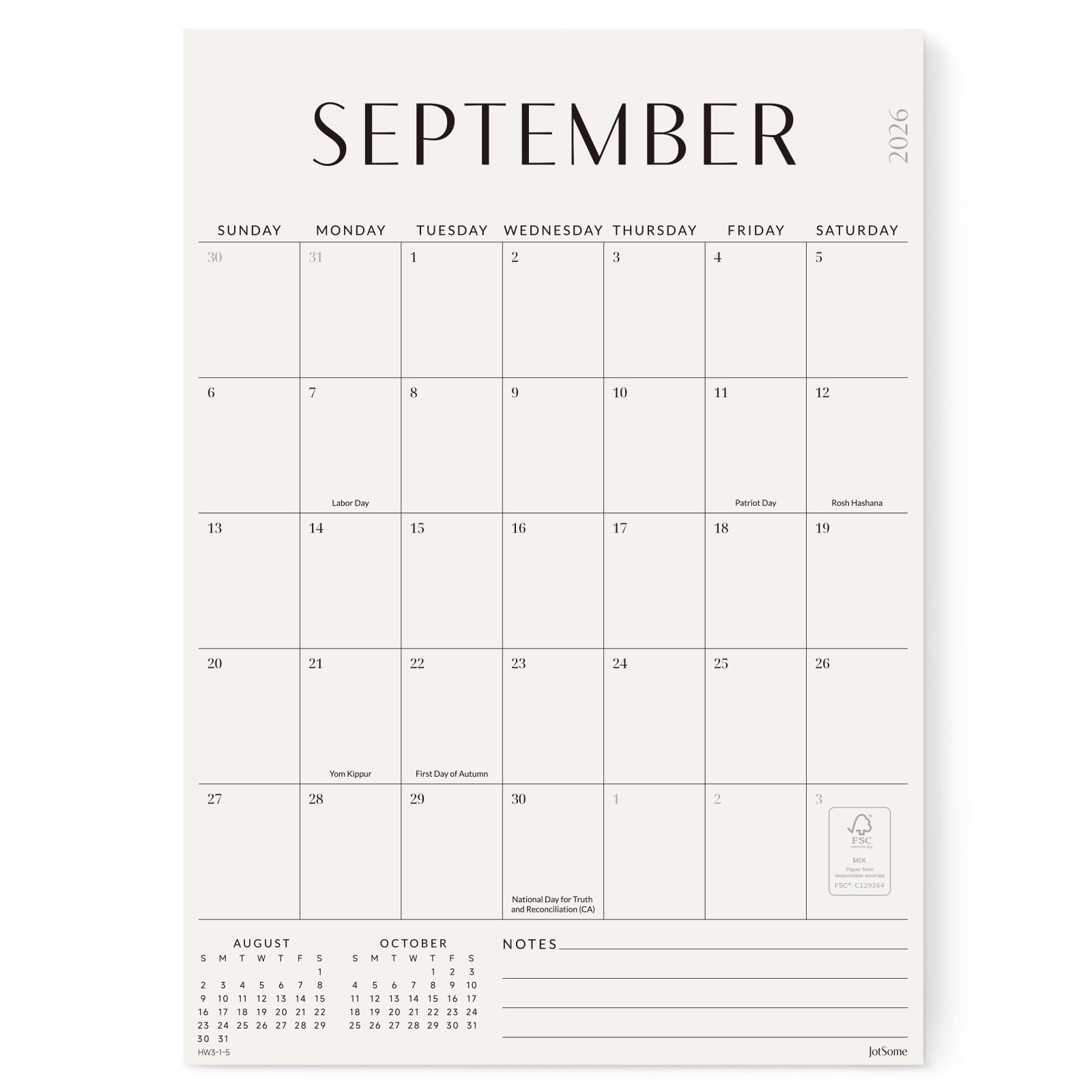 Jotsome Calendrier magnétique pour réfrigérateur 2026-2027