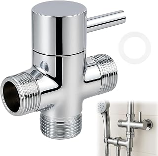 Inversor de ducha de 3 vías de latón | Adaptador en T G1/2" para columna de ducha | Grifo de parada de alta presión y anticorrosión | Acabado cromado pulido espejo