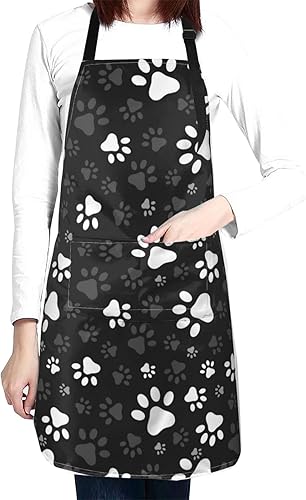 Miniatura 8 de Delantal de aseo para perros con 2 bolsillos, impermeable, delantal de chef, baberos para mujeres y hombres, cuello ajustable, resistente a las