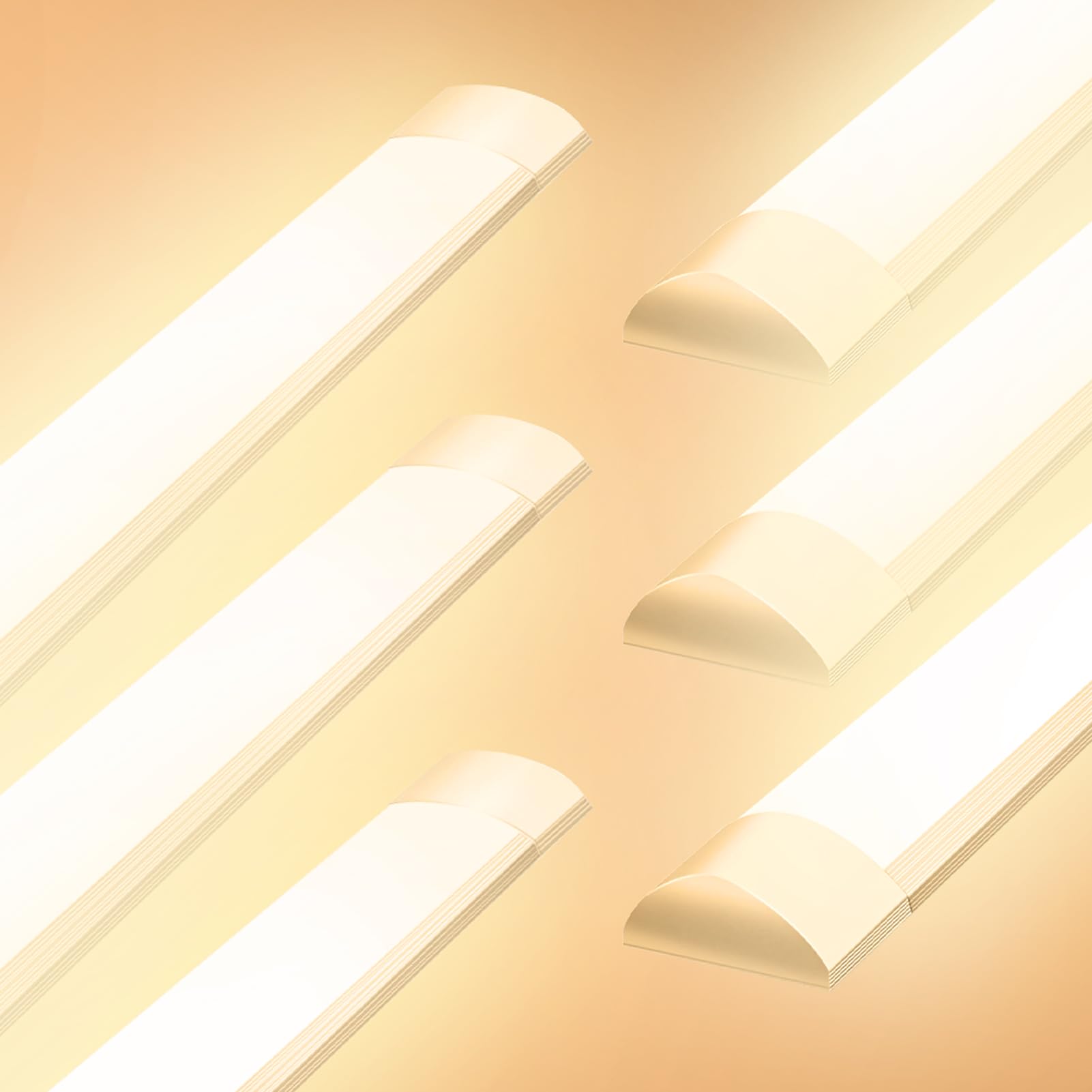 Viugreum 6 Packs 4FT LED Batten Light 40W, 115cm Office Ceiling Tube Lights, 3200K Warm White, 180 °Beam Angle, Low Profile Ceiling Light Strip for Living Room, Workshop, Kitchen, Garage, Warehouse