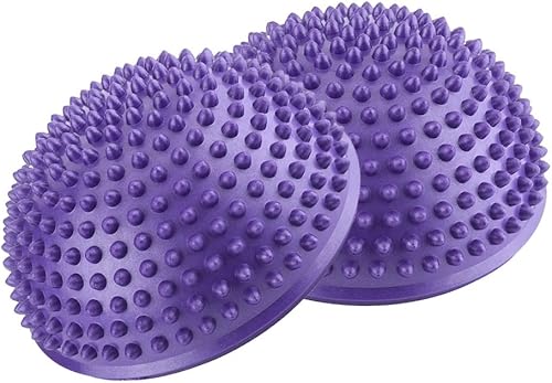 VGEBY 2 unidslote de pelota de masaje de pies deportes equilibrio erizo media bola de pilates para yoga, fitness, gimnasia ejercicio (color púrpura)