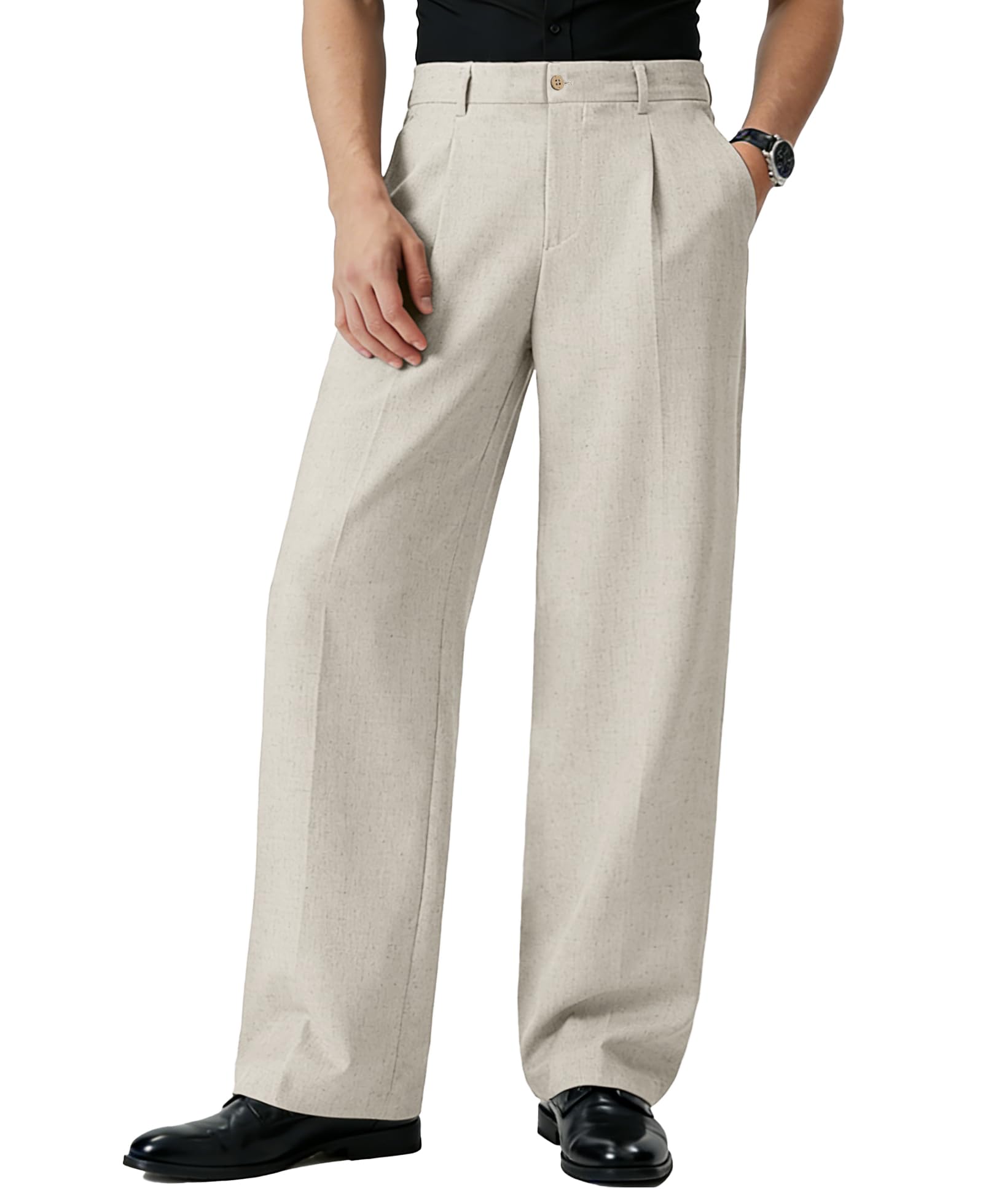 Susclude Mens Linen Casual Slacks