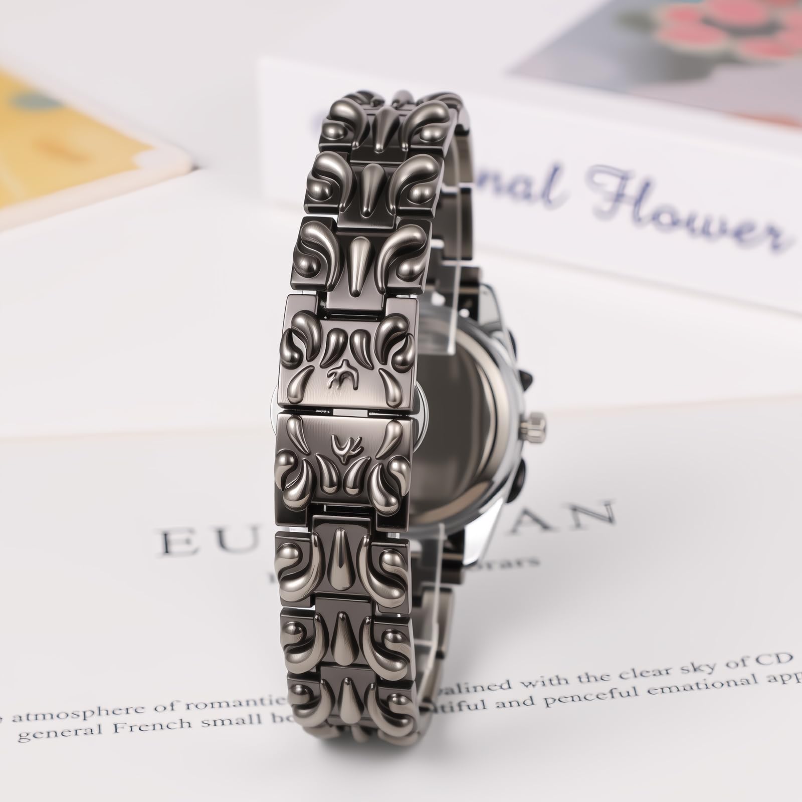 JewelryWe Orologio punk Y2K nero: orologio da polso analogico da uomo al quarzo in lega con lancette luminose, datario, cinturino rimovibile, quadrante scuro, senza segni, stile casual, gotico