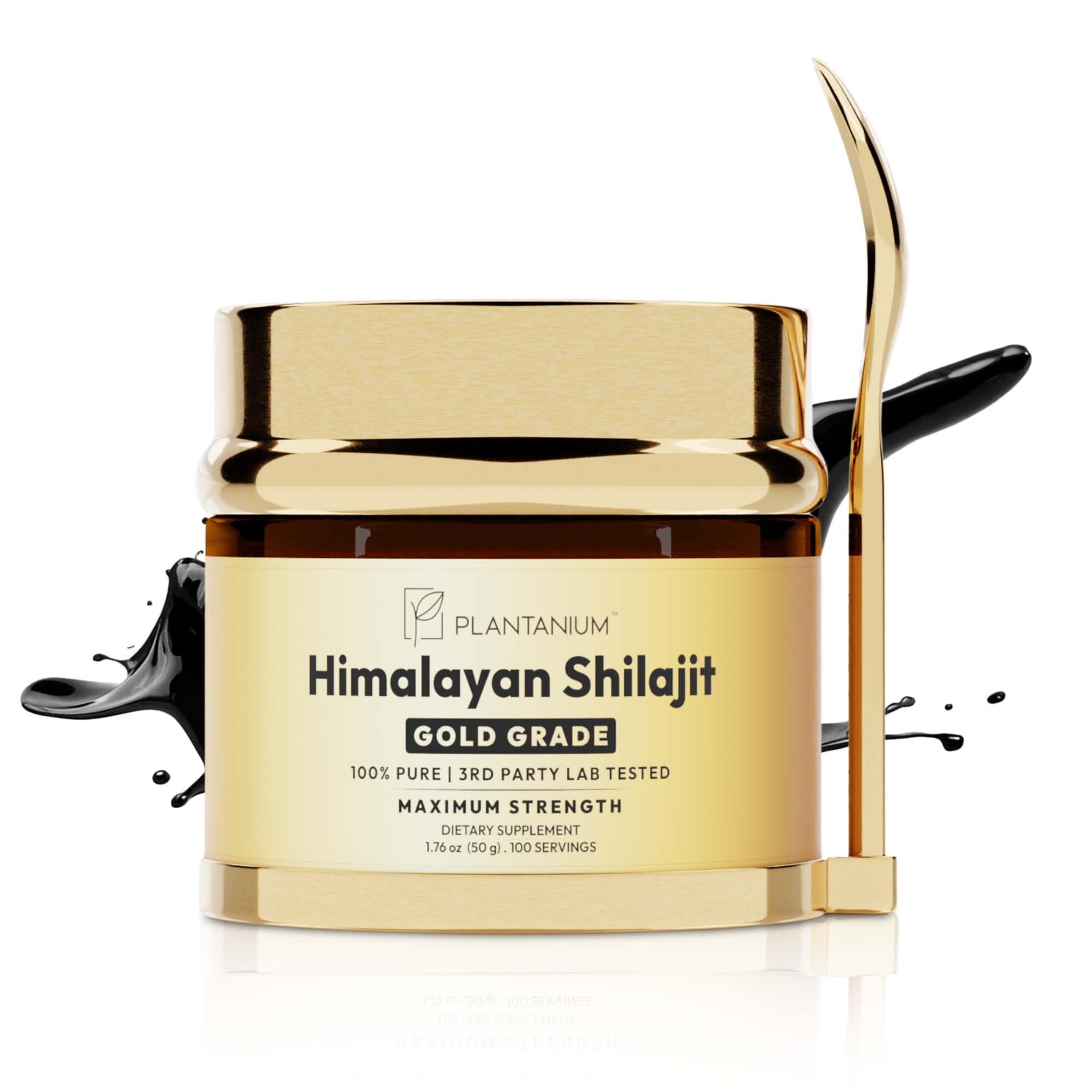 Gold Grade Premium Himalayan Shilajit Resin 50g, 100 Servings, 85+ Trace Minerals, 78%+ Fulvic Acid. Energy, Vitality & Immune Support. with Lab Tested Purity