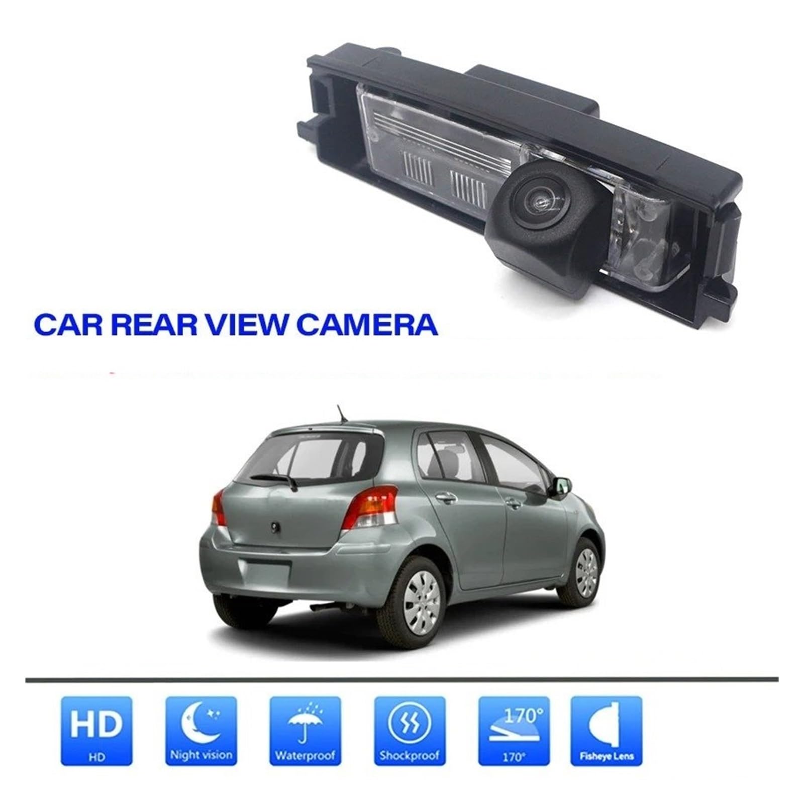 Zamiennik kamery cofania do Toyoty do Yaris do Vitz XP90 Hatchback MK2 2005 ~ 2011 kamera parkingowa 170 stopni 1920 x 1080P Full HD kamera cofania pojazdu (kamera z przewodem
