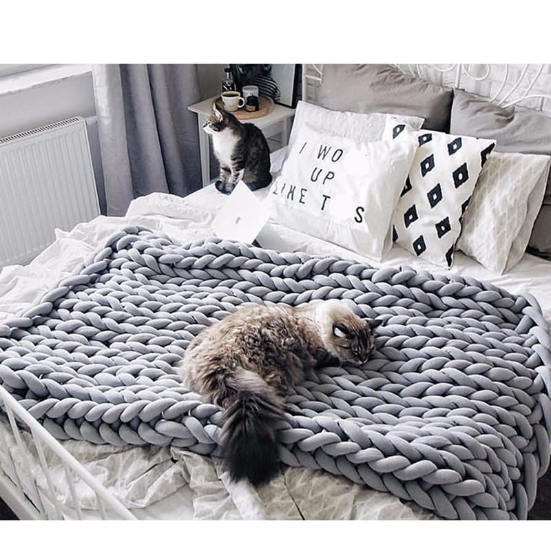 Gomitolo Cotone Per Uncinetto Roving fai-da-te 500G, lana di cotone, filato all'uncinetto, coperta morbida for roving a braccio largo, filo spesso lavorato a maglia e filato a mano Filo Per Uncinetto