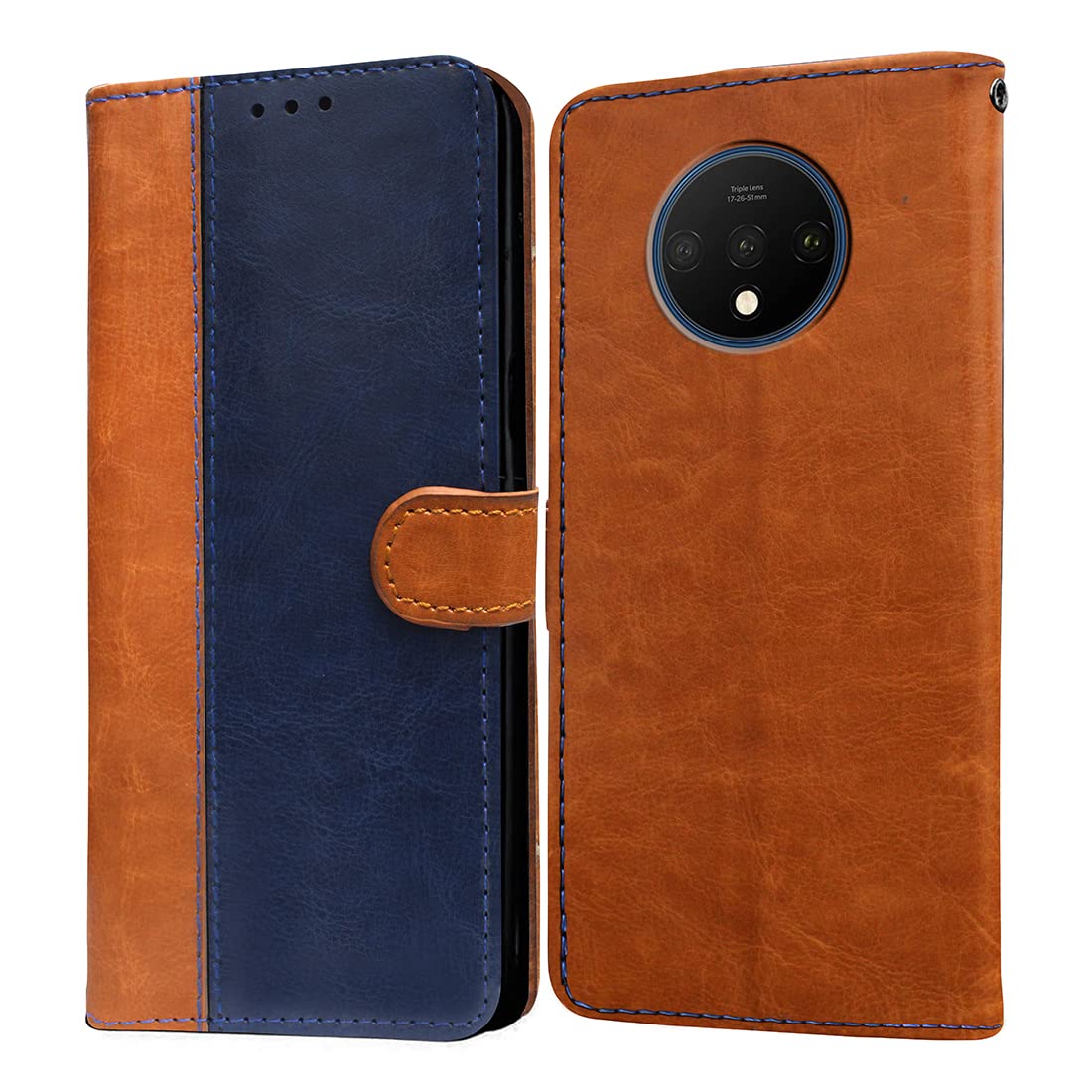 Casotec Flip Cover for OnePlus 7T | Premium Leather Finish | Inbuilt Pockets & Stand | Flip Case for OnePlus 7T (CamelBlue) (B0BFBM384F) Amazon Price History, Amazon Price Tracker