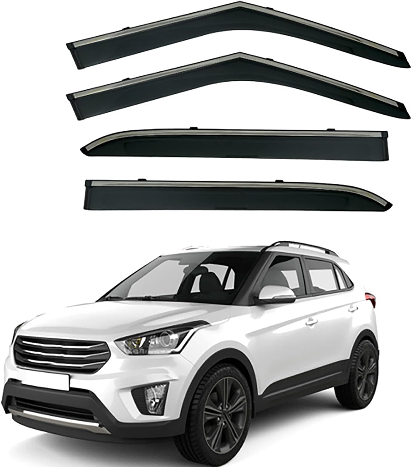 FengXH Window Deflectors for Hyundai IX25 MK1-GS-GC 2014-2019 - 4pc Smoke Tint, Waterproof, Noise Reducing.
