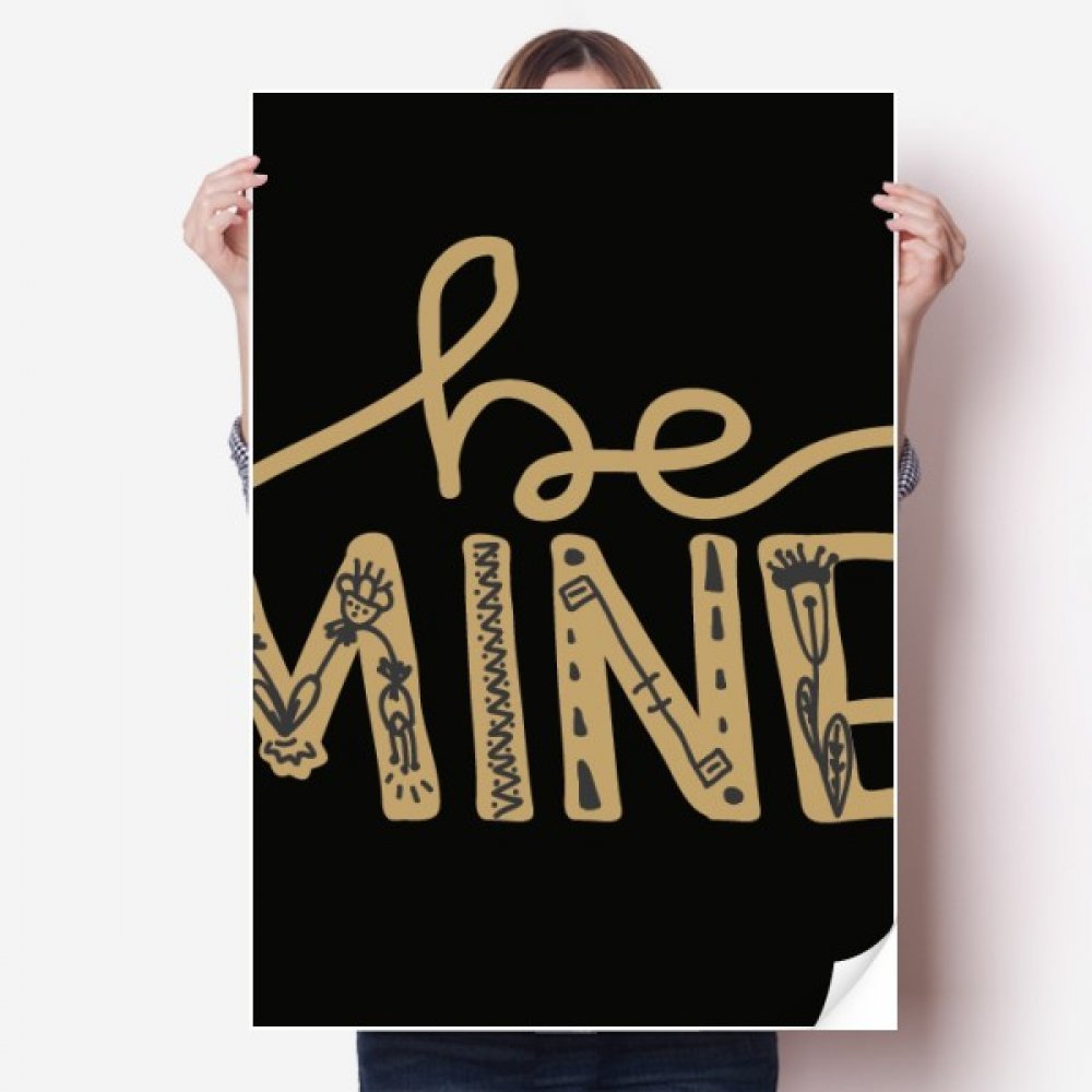 Poster handwrite Soyez Citer Mine d'or autocollant de 80x55cm deco murale sticker multicolore salon