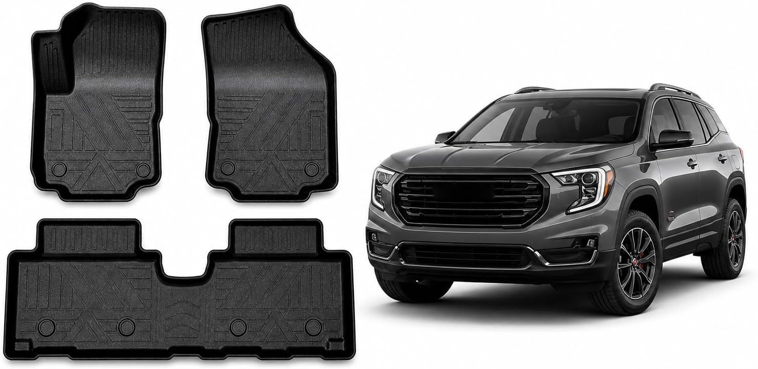 Black Horse Totaliner Heavy Duty Floor Liner Compatible with 2025-2026 GMC Terrain AT4 AWD, Precisely Molded Anti-Skid All-Weather Floor Liner Set, Black-FMGTE24-1