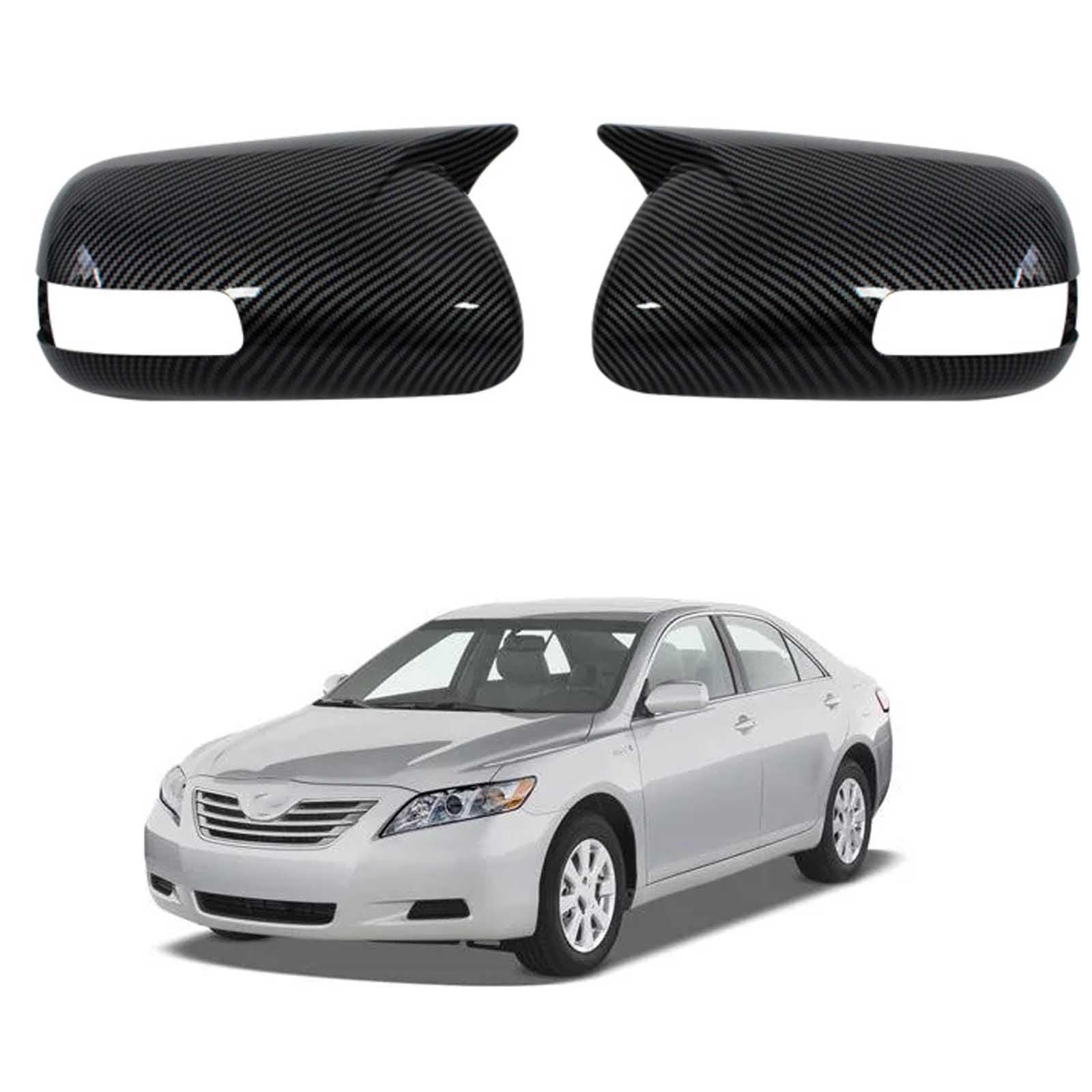 PAPEP Door Mirror Cover Caps for Toyota Camry (6th generation, 2006-2011) With lights, Left Right Side Wing Rearview Mirror Cover Lid 2 Pieces Exterior Styling Accessory,Carbon fiber texture