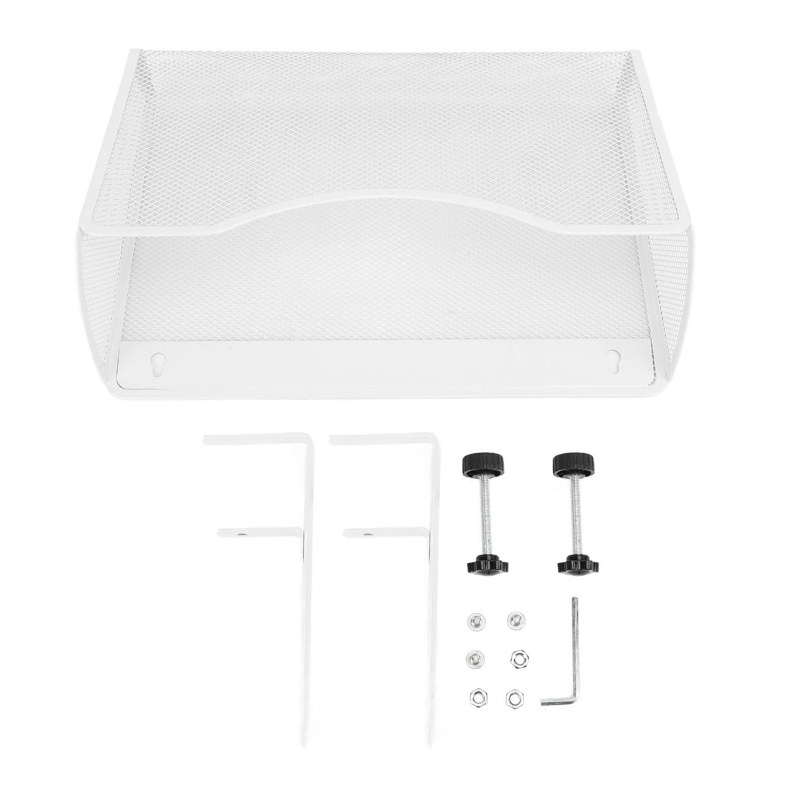 Ejoyous Organizador de Escritorio Colgante, Almacenamiento Ajustable de Acero Al Carbono con Compartimentos Personalizables y Diseño de Malla Moderno para Uso en la Oficina en Casa (WHITE)