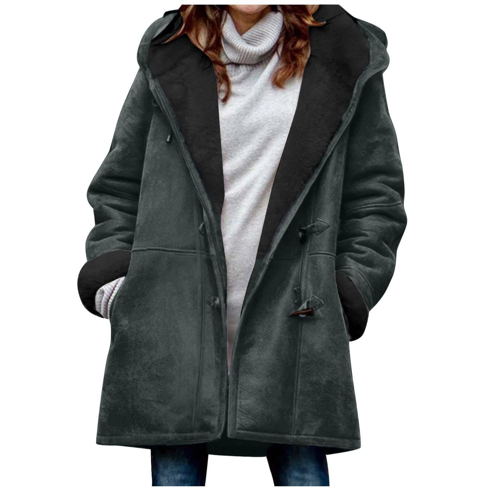 FUPODD Wintermantel Damen Lang Mit Kapuze Winterjacke Damen Warm Gefüttert